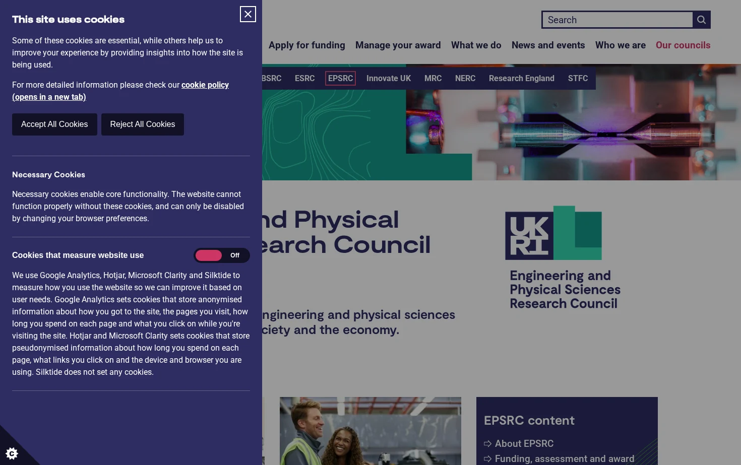 Engineering and Physical Sciences Research Council (EPSRC) 页面快照